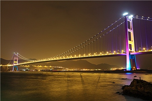 吊桥,香港,夜晚