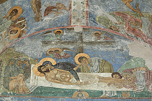 墓葬,耶稣,12世纪,艺术家,古老,俄罗斯,壁画