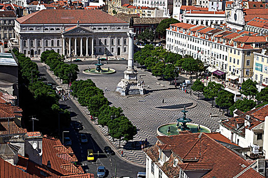 罗斯奥广场,国家剧院,区域,里斯本,葡萄牙,欧洲