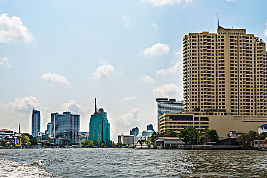 酒店,天际线,湄南河,曼谷,泰国,亚洲
