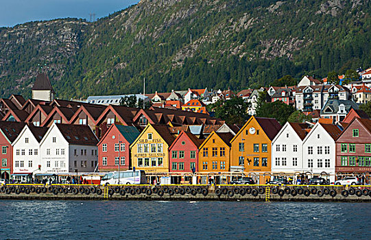 卑尔根,挪威,老城,著名,木质,倚靠,房子,水,港口,码头,地标建筑,旅游
