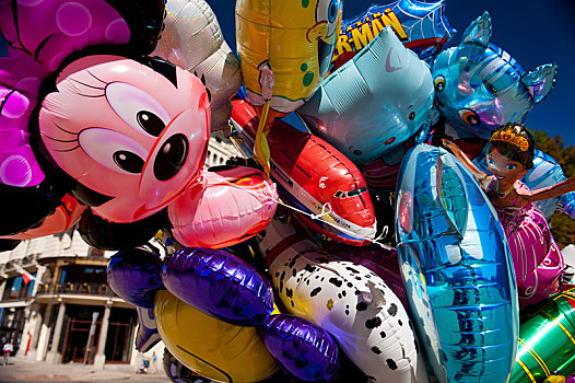 米老鼠,氦气球,束,有趣,氦气,气球,系,线,老城,华沙,波兰,无人