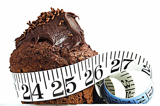 巧克力蛋糕,卷尺,增重