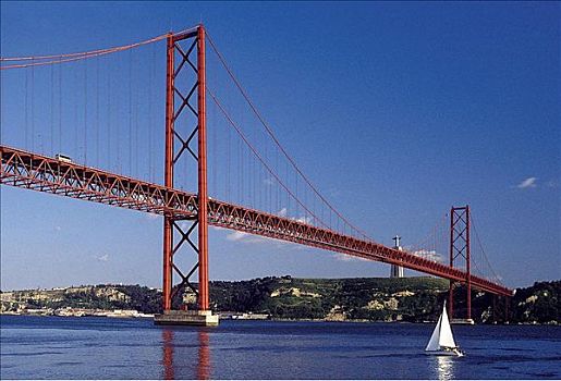 桥,上方,塔霍河,里斯本,葡萄牙,欧洲