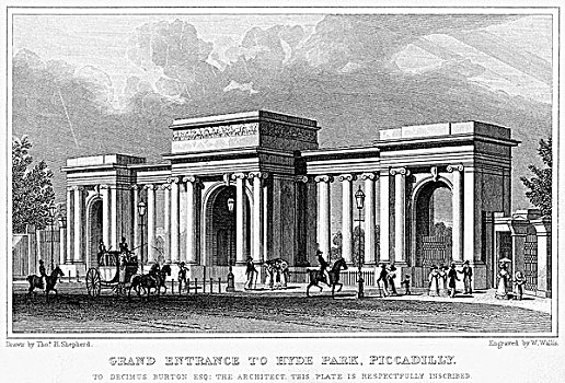 入口,海德公园,威斯敏斯特,伦敦,19世纪
