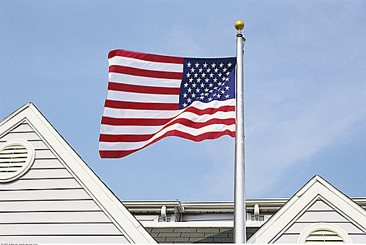 美国国旗,房子