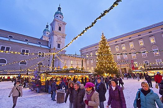 圣诞市场,萨尔茨堡大教堂,萨尔茨堡,奥地利