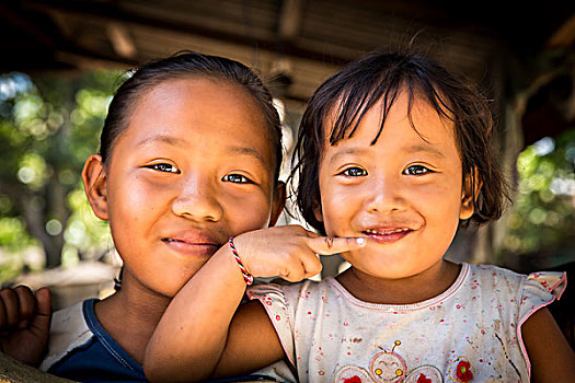 两个,巴厘岛,女孩,头像,印度尼西亚,亚洲