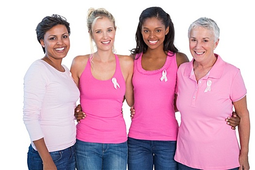 微笑,女人,穿,粉色,乳腺癌,带