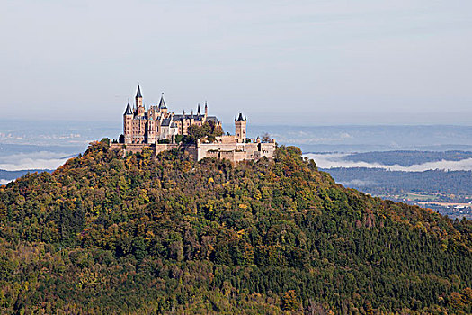 霍亨索伦,城堡,秋天,巴登符腾堡,德国,欧洲