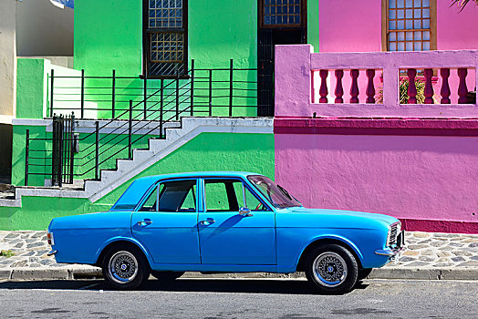 汽车,老古董,彩色,建筑,街道,岬角,马来,开普敦,西海角,南非,非洲