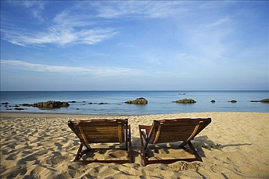 椅子,海滩,泰国