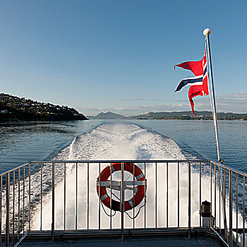 旗帜,挪威,飞,船,松恩峡湾