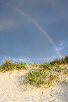 英格兰,彩虹,上方,沙丘,海岸