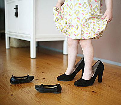 4岁,女孩,放,鞋
