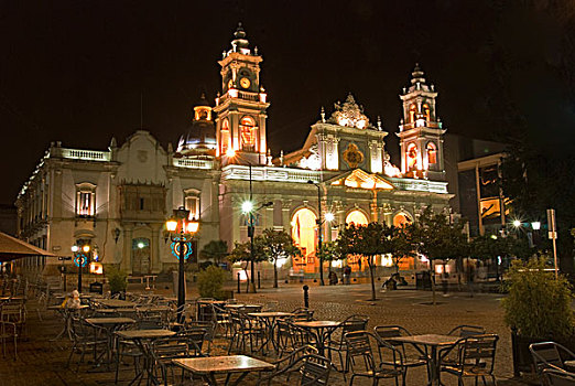 大教堂,光亮,夜晚,阿根廷