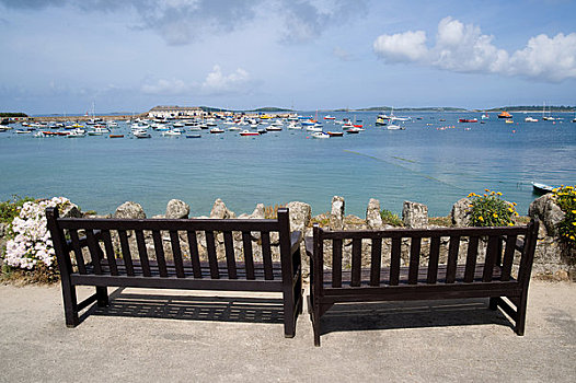 长椅,港口,锡利群岛
