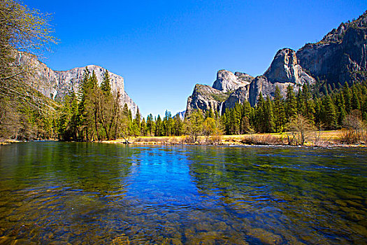 优胜美地,默塞德河,船长峰,半圆顶,加利福尼亚,国家公园,美国