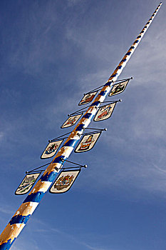 五朔节花柱,楚格峰,高原,山峦,巴伐利亚,德国,欧洲