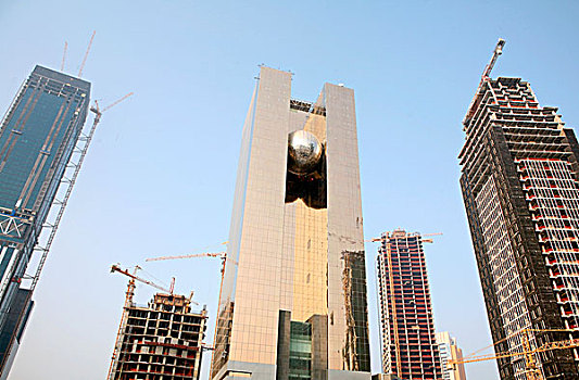 摩天大楼,芽,蘑菇,多哈,卡塔尔,阿拉伯湾,建筑,繁荣,2008年
