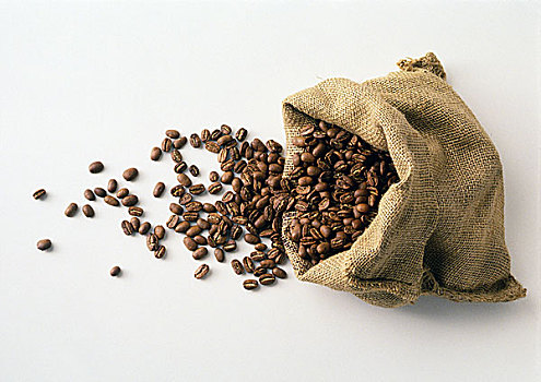 咖啡豆,溢出,室外,粗麻袋