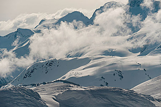 云,俯视,积雪,山,惠斯勒,不列颠哥伦比亚省,加拿大