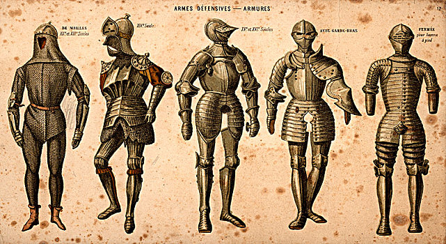多样,欧洲,铠甲,12世纪,外套,邮件,一个,脚,步兵