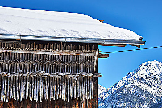 阿尔卑斯小屋,雪景