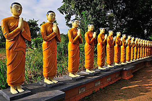 塑像,佛教,女僧侣,户外,寺院,靠近,锡吉里耶,中央省,斯里兰卡,亚洲