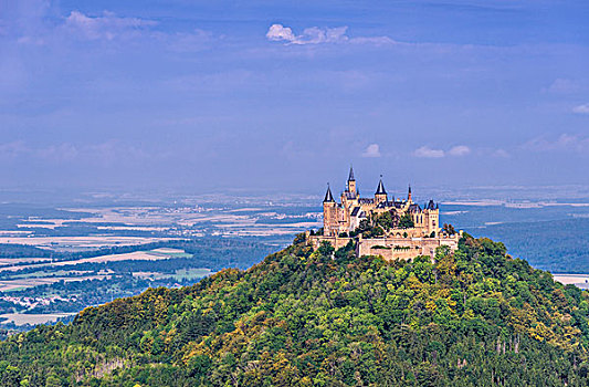 德国,巴登符腾堡,高山,比兴根,地区,霍亨索伦,城堡,风景