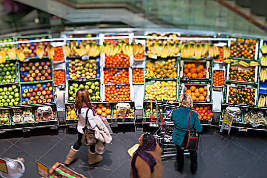 顾客,水果,蔬菜,台案,超市,维也纳,奥地利,欧洲
