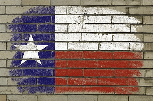 低劣,旗帜,美国,德克萨斯,砖墙,涂绘