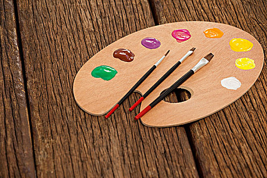 木质,调色板,多,彩色,粉刷,木桌子