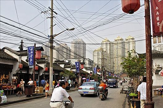 街道,老,局部,上海,小,商店,中国,亚洲