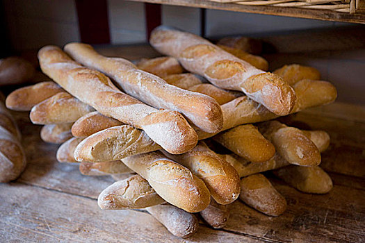 一堆,法棍面包,糕点店,纳博讷,法国