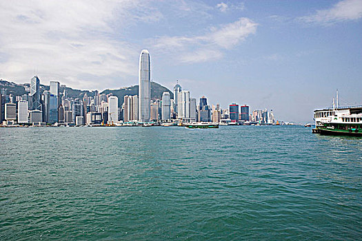 中心,天际线,星,渡轮,码头,香港