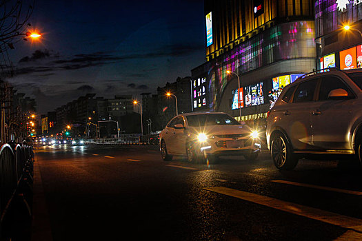 夜色魔都,繁华都市,傍晚天空