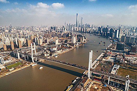 上海,桥,俯视,黄浦江