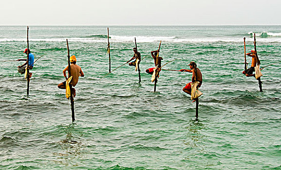 斯里兰卡,印度洋,杆,渔民