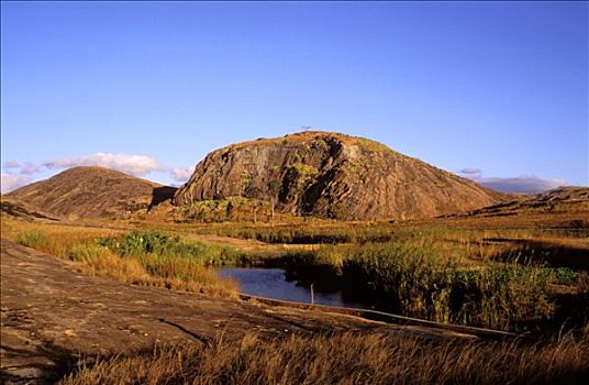 马达加斯加,风景,靠近,水塘,山峦