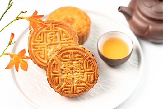 中秋节美食月饼,功夫茶