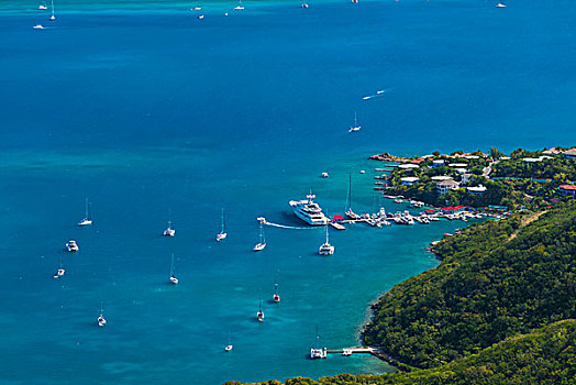 英属维京群岛,维京果岛,湾,游艇,港口,俯视图
