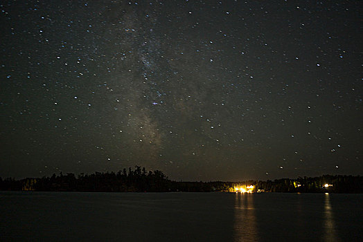 星星,天空,上方,湖,木头,安大略省,加拿大