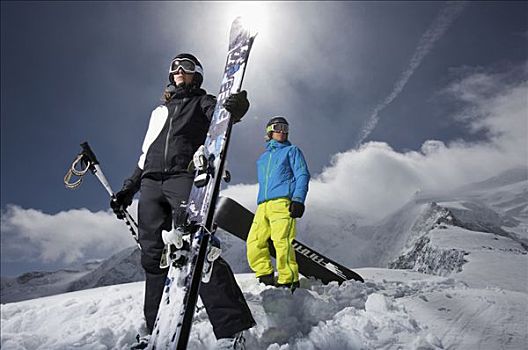 滑雪板玩家,站立,正面,瑞士,欧洲