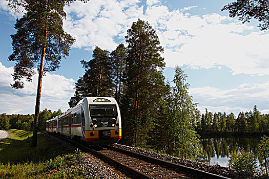 芬兰,区域,南方,自然保护区,湖区,列车
