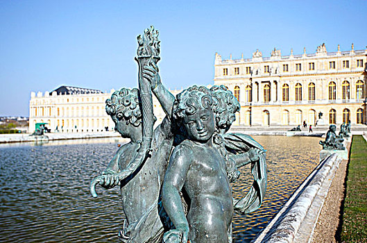 法国,巴黎,区域,凡尔赛宫,城堡,雕塑