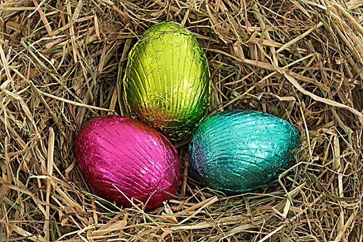 三个,彩色,复活节彩蛋