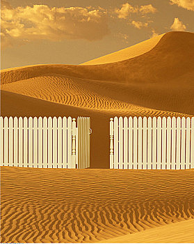 白围栏,打开,大门,加利福尼亚,美国