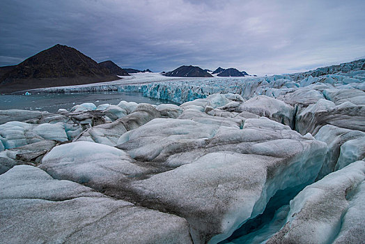 冰原,巨大,冰河,斯瓦尔巴特群岛,北极,挪威,欧洲