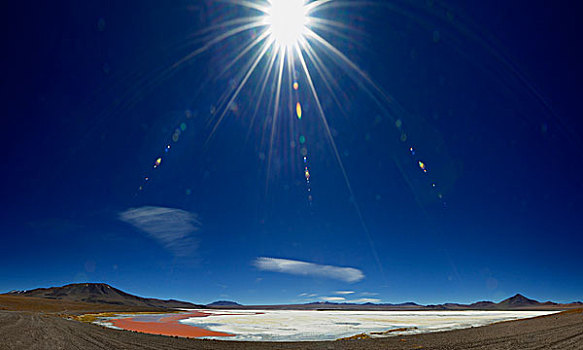 荒漠景观,泻湖,阳光,乌尤尼,玻利维亚,南美